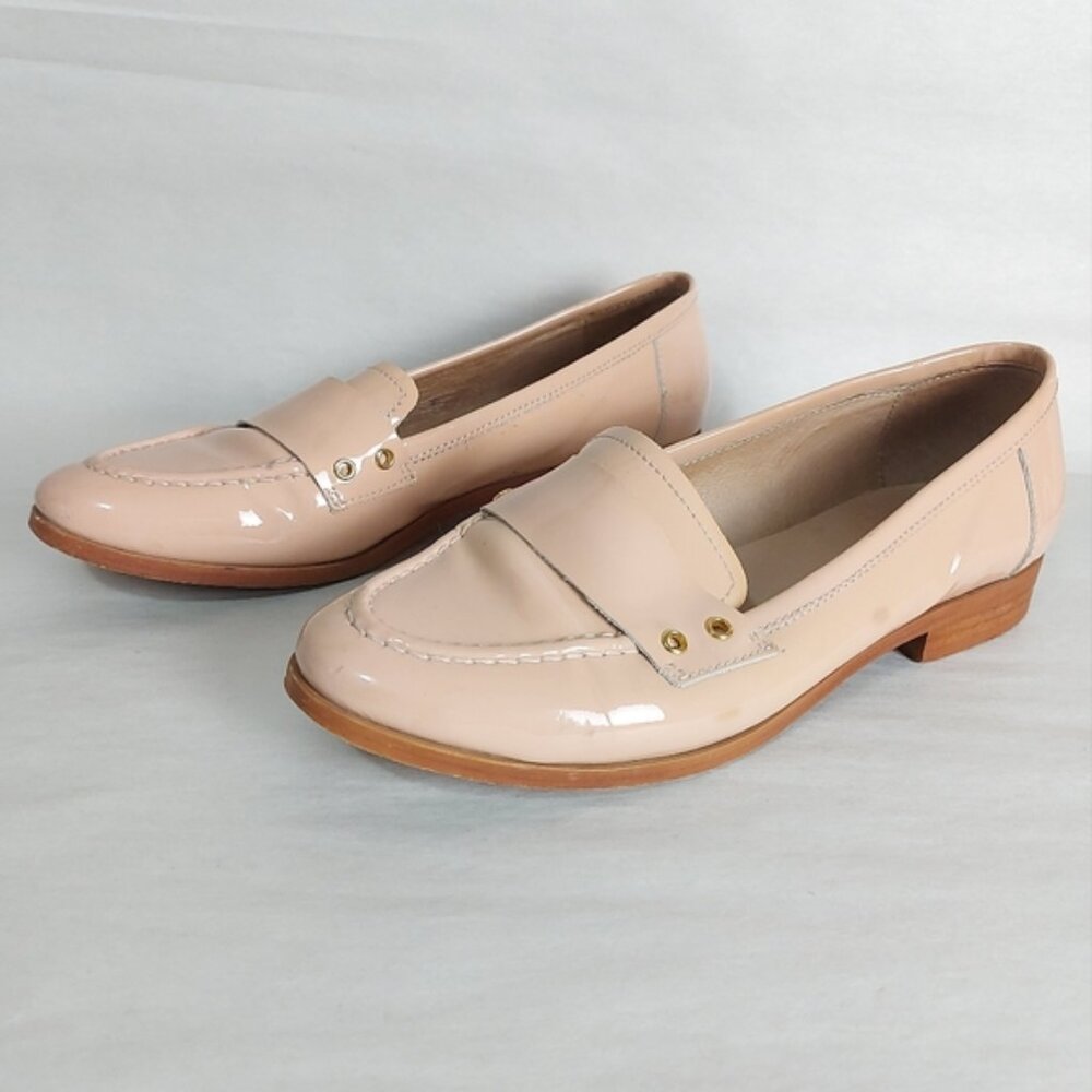 Minelli Women Loafers Size 38 EU Nude LeatherCasual Flats Comfort Low Heel Shoes